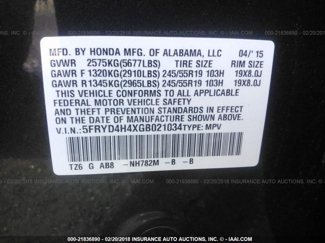 5FRYD4H4XGB021034 - 2016 ACURA MDX TECHNOLOGY BLACK photo 9