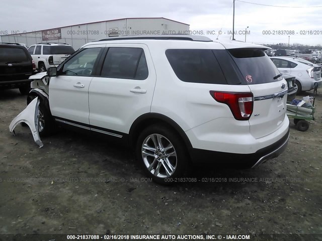 1FM5K7D84GGB49419 - 2016 FORD EXPLORER XLT WHITE photo 3