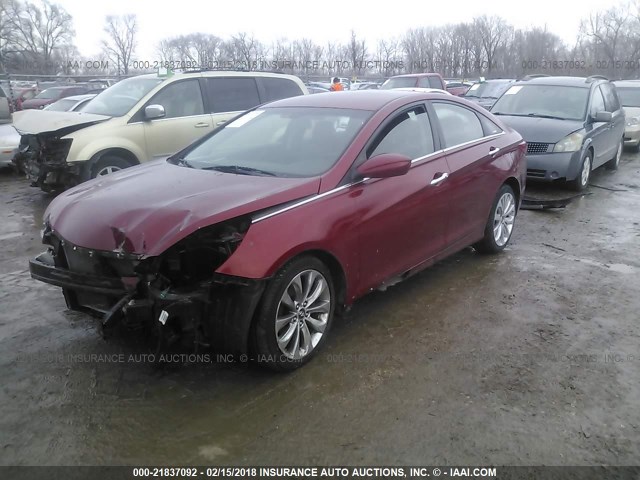 5NPEC4AC2BH003260 - 2011 HYUNDAI SONATA SE/LIMITED RED photo 2