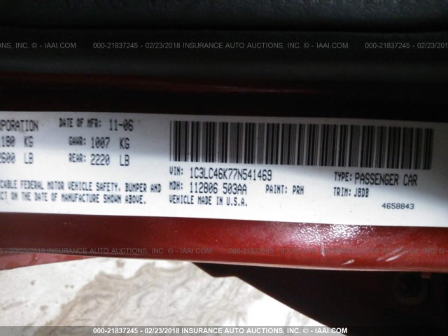 1C3LC46K77N541469 - 2007 CHRYSLER SEBRING RED photo 9