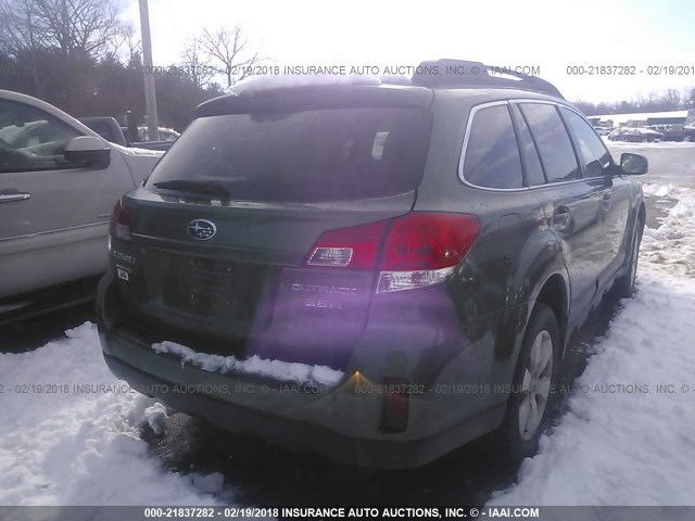 4S4BRDKC1B2333145 - 2011 SUBARU OUTBACK 3.6R LIMITED GREEN photo 4