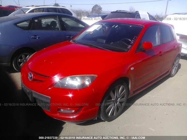 JM1BK34M981157100 - 2008 MAZDA SPEED 3 RED photo 2