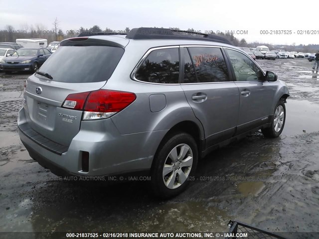 4S4BRBCC3A3350427 - 2010 SUBARU OUTBACK 2.5I PREMIUM SILVER photo 4