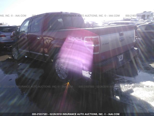 1FTFW1EF2BFD30010 - 2011 FORD F150 SUPERCREW MAROON photo 3