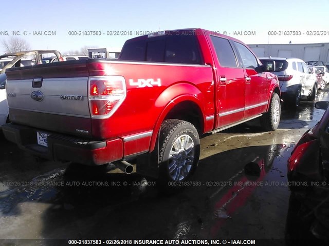 1FTFW1EF2BFD30010 - 2011 FORD F150 SUPERCREW MAROON photo 4