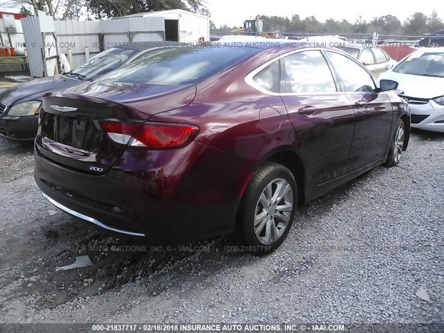 1C3CCCAB8FN732737 - 2015 CHRYSLER 200 LIMITED BURGUNDY photo 4