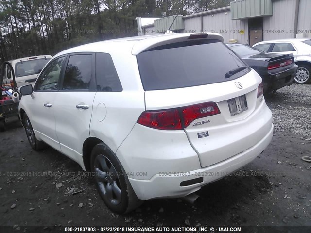 5J8TB18267A009939 - 2007 ACURA RDX WHITE photo 3