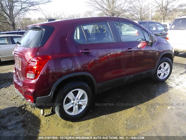 3GNCJNSB0HL133403 - 2017 CHEVROLET TRAX LS BURGUNDY photo 4