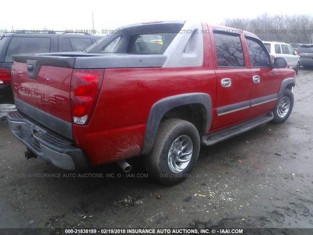 3GNEC12T74G165479 - 2004 CHEVROLET AVALANCHE C1500 RED photo 4