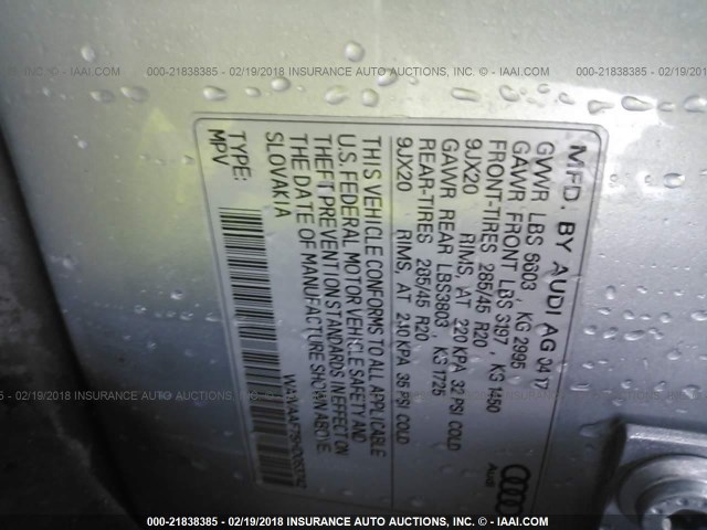 WA1VAAF75HD053742 - 2017 AUDI Q7 PRESTIGE SILVER photo 9