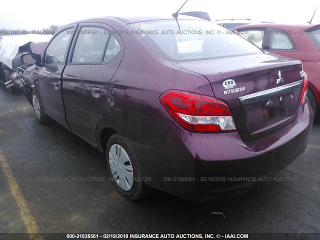 ML32F3FJ5HHF19640 - 2017 MITSUBISHI MIRAGE G4 ES ბურგუნდია ფოტო 3