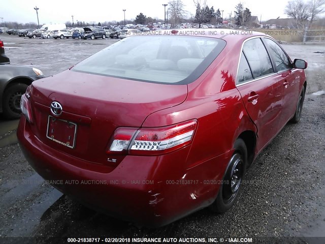 4T4BF3EK9AR071745 - 2010 TOYOTA CAMRY SE/LE/XLE RED photo 4