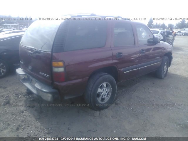 1GNEC13TX1R211381 - 2001 CHEVROLET TAHOE C1500 RED photo 4