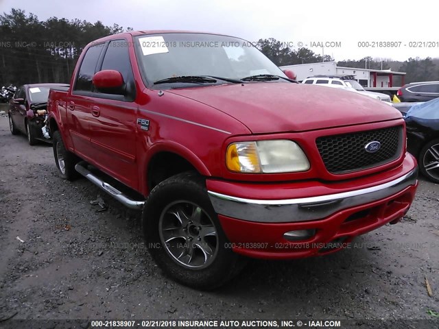 1FTRW08L52KA28565 - 2002 FORD F150 SUPERCREW RED photo 1