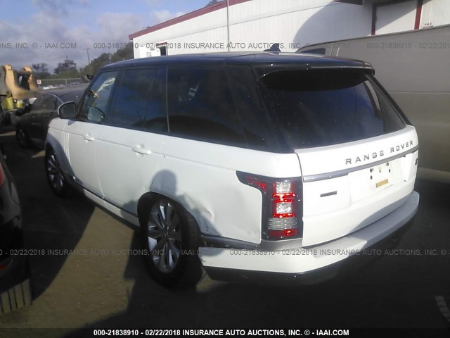 SALGS2KF8GA295237 - 2016 LAND ROVER RANGE ROVER HSE WHITE photo 3