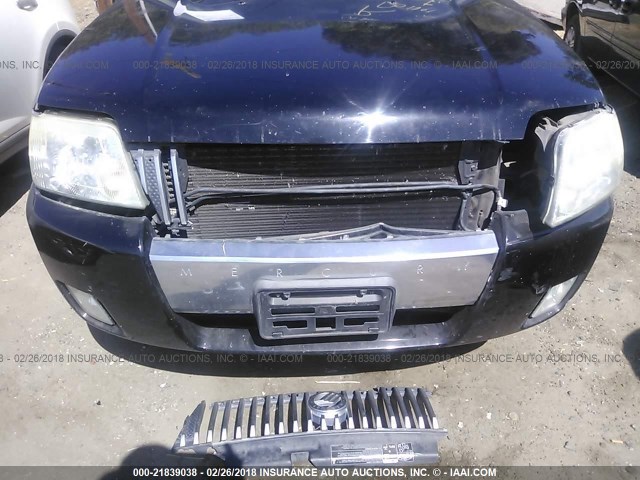 4M2YU56Z06DJ08429 - 2006 MERCURY MARINER BLACK photo 6
