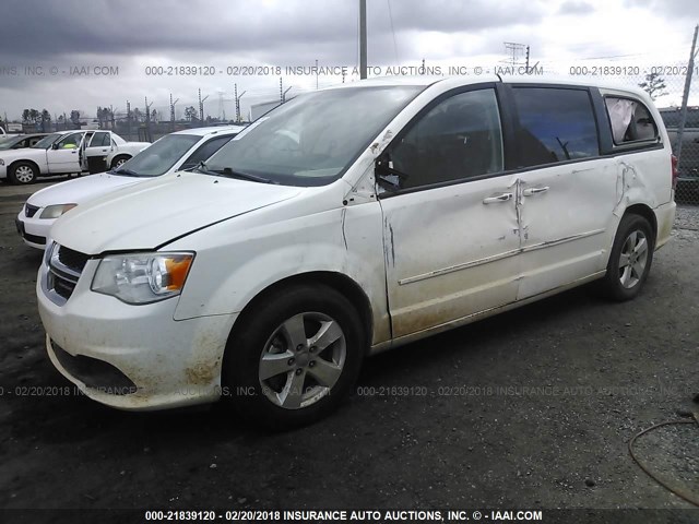 2C4RDGBG0DR566539 - 2013 DODGE GRAND CARAVAN SE WHITE photo 2