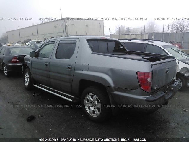 5FPYK16459B103353 - 2009 HONDA RIDGELINE RTS GRAY photo 3