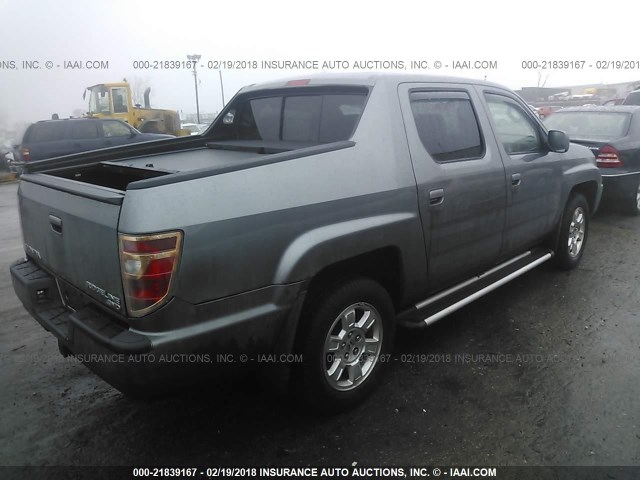 5FPYK16459B103353 - 2009 HONDA RIDGELINE RTS GRAY photo 4