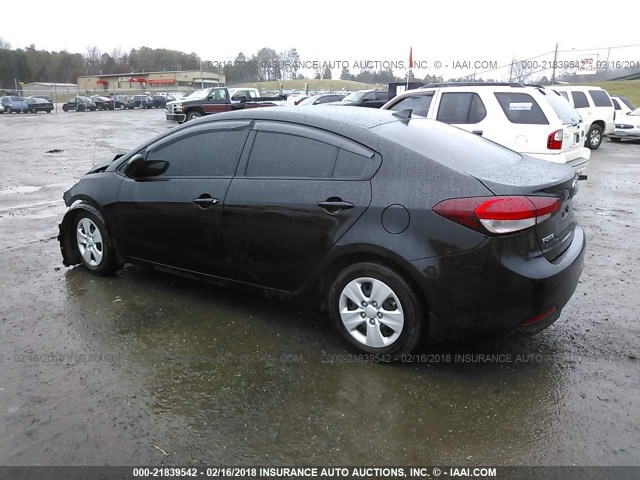 3KPFK4A78HE011256 - 2017 KIA FORTE LX BLACK photo 3