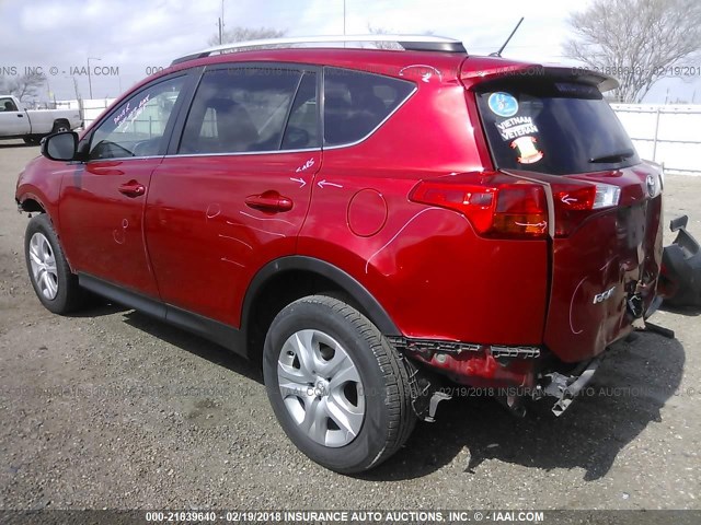 2T3ZFREVXEW110118 - 2014 TOYOTA RAV4 LE RED photo 3