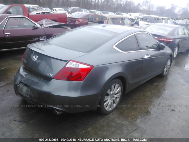 1HGCS2B85AA002636 - 2010 HONDA ACCORD EXL GRAY photo 4