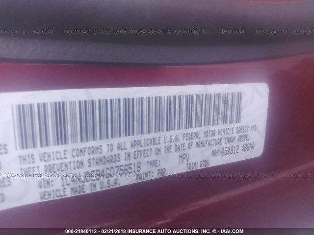 1C4NJDEB4GD756518 - 2016 JEEP COMPASS LATITUDE 红色 照片 9