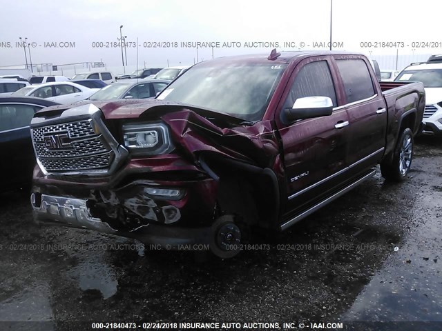 3GTU2PEC7GG332997 - 2016 GMC SIERRA K1500 DENALI MAROON photo 2