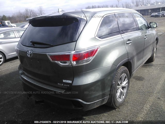 5TDJKRFH4ES054664 - 2014 TOYOTA HIGHLANDER XLE მწვანე ფოტო 4
