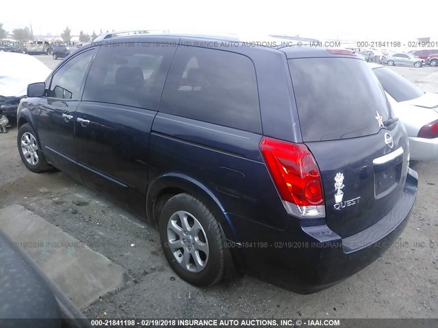 5N1BV28U97N108252 - 2007 NISSAN QUEST S/SE/SL BLUE photo 3