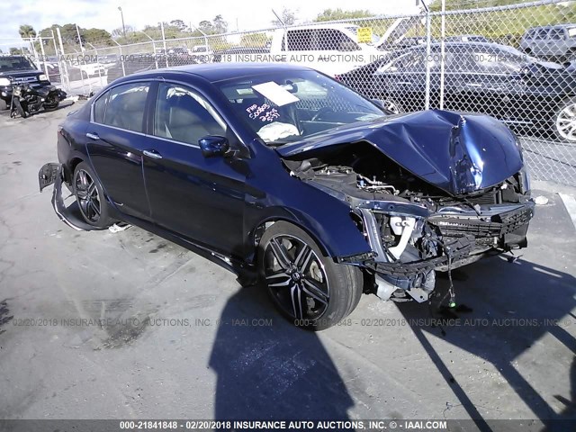 1HGCR2F59GA192266 - 2016 HONDA ACCORD SPORT BLUE photo 1