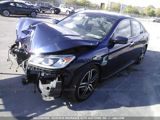 1HGCR2F59GA192266 - 2016 HONDA ACCORD SPORT Көк фото 2