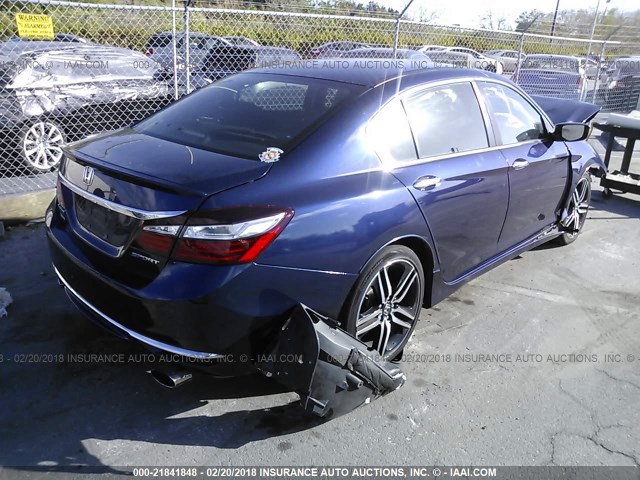 1HGCR2F59GA192266 - 2016 HONDA ACCORD SPORT BLUE photo 4