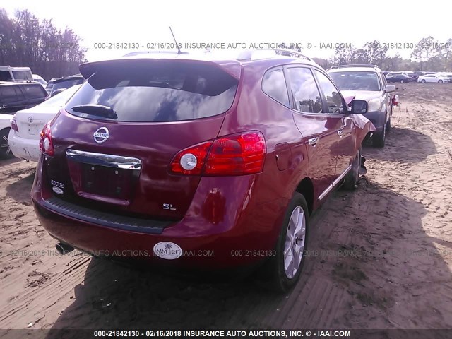 JN8AS5MT6DW530965 - 2013 NISSAN ROGUE S/SV RED photo 4