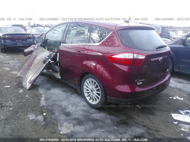 1FADP5BU2EL502885 - 2014 FORD C-MAX SEL MAROON photo 3