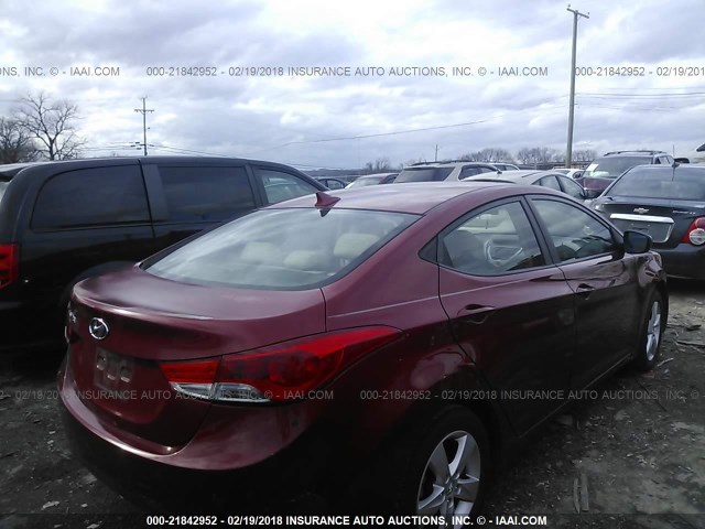 KMHDH4AE5CU449372 - 2012 HYUNDAI ELANTRA GLS/LIMITED RED photo 4