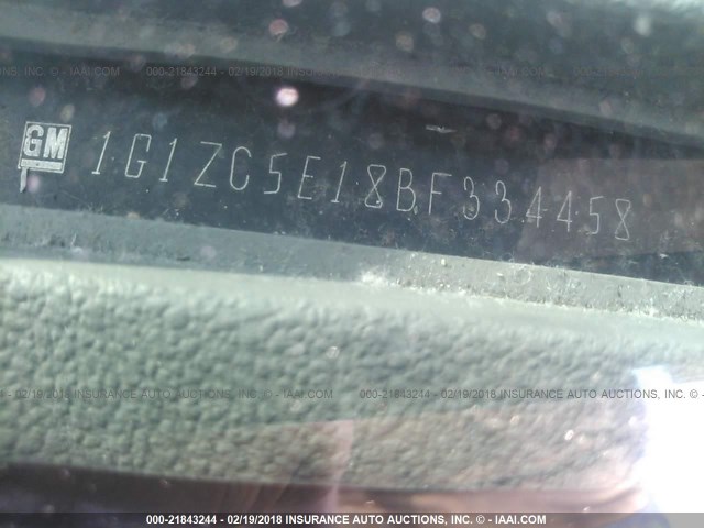 1G1ZC5E18BF334458 - 2011 CHEVROLET MALIBU 1LT შავი ფოტო 9