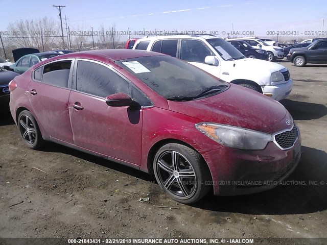 KNAFX4A60F5339690 - 2015 KIA FORTE LX RED photo 1