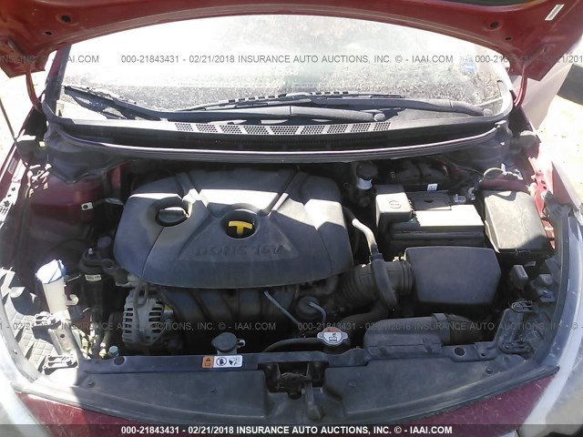 KNAFX4A60F5339690 - 2015 KIA FORTE LX RED photo 10