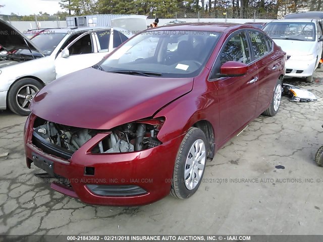 3N1AB7AP7FY348415 - 2015 NISSAN SENTRA S/SV/SR/SL RED photo 2