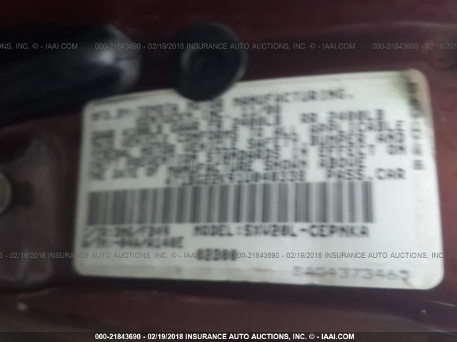 4T1BG22K91U040338 - 2001 TOYOTA CAMRY CE/LE/XLE 栗色 照片 9