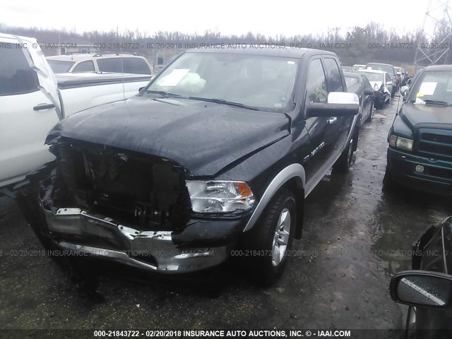 1C6RD7NT1CS255103 - 2012 DODGE RAM 1500 LARAMIE BLACK photo 2