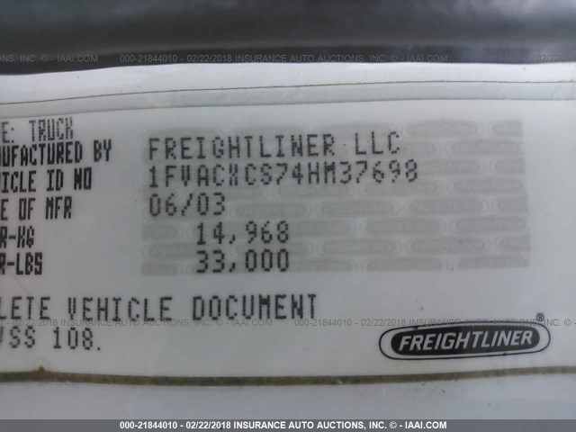 1FVACXCS74HM37698 - 2004 FREIGHTLINER M2 106 MEDIUM DUTY WHITE photo 10