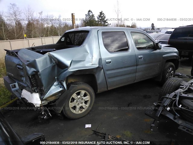 2HJYK16597H520687 - 2007 HONDA RIDGELINE RTL TEAL photo 4