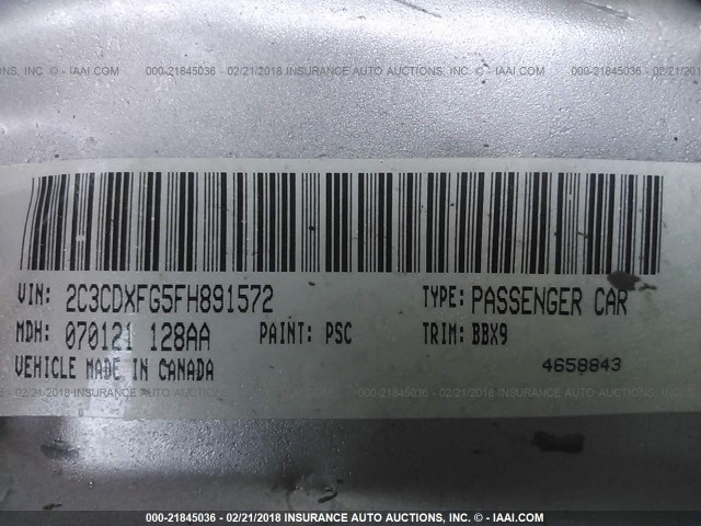 2C3CDXFG5FH891572 - 2015 DODGE CHARGER SE GRAY photo 9