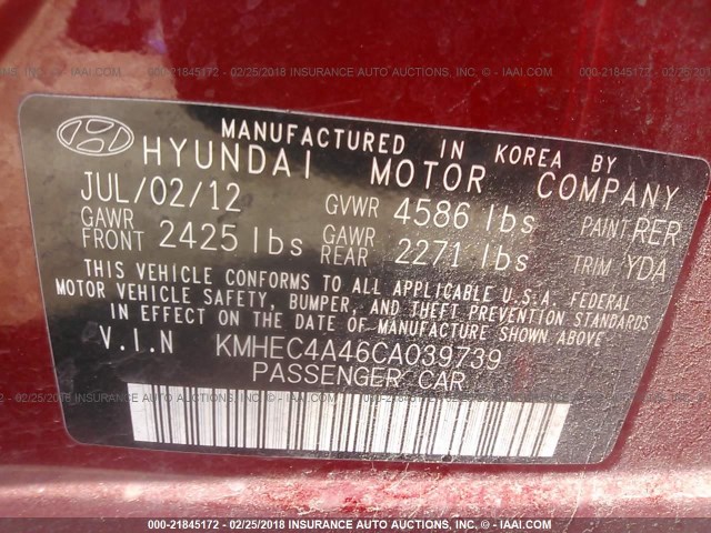 KMHEC4A46CA039739 - 2012 HYUNDAI SONATA HYBRID RED photo 9