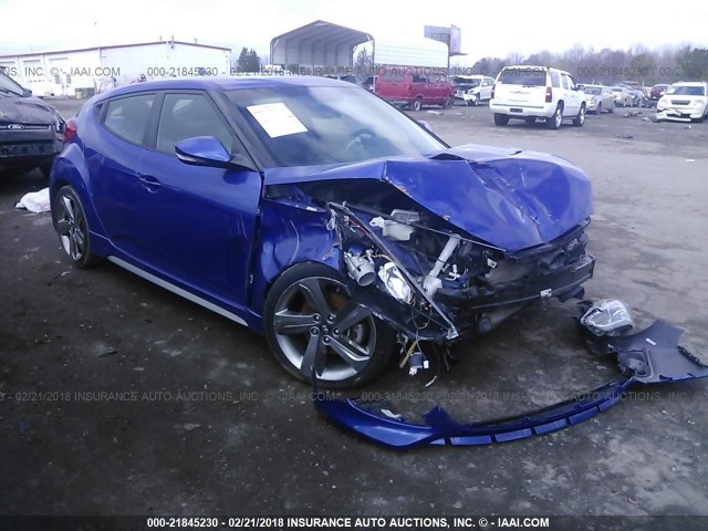 KMHTC6AE2DU153183 - 2013 HYUNDAI VELOSTER TURBO BLUE photo 1