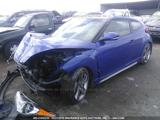 KMHTC6AE2DU153183 - 2013 HYUNDAI VELOSTER TURBO BLUE photo 2