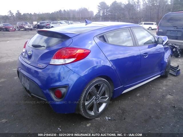 KMHTC6AE2DU153183 - 2013 HYUNDAI VELOSTER TURBO BLUE photo 4