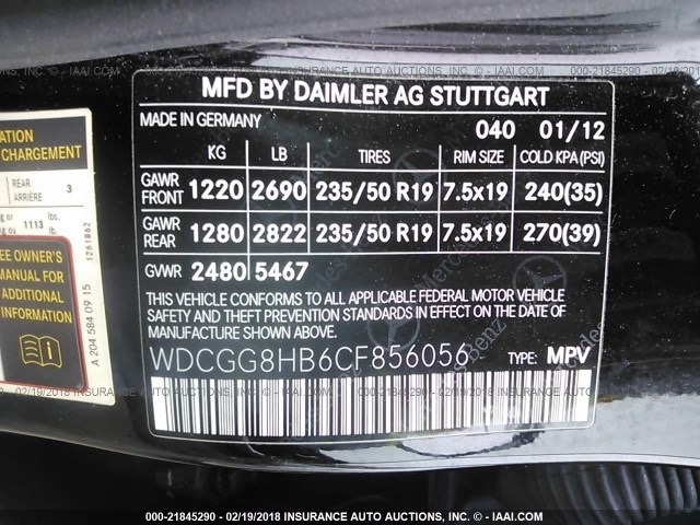 WDCGG8HB6CF856056 - 2012 MERCEDES-BENZ GLK 350 4MATIC BLACK photo 9